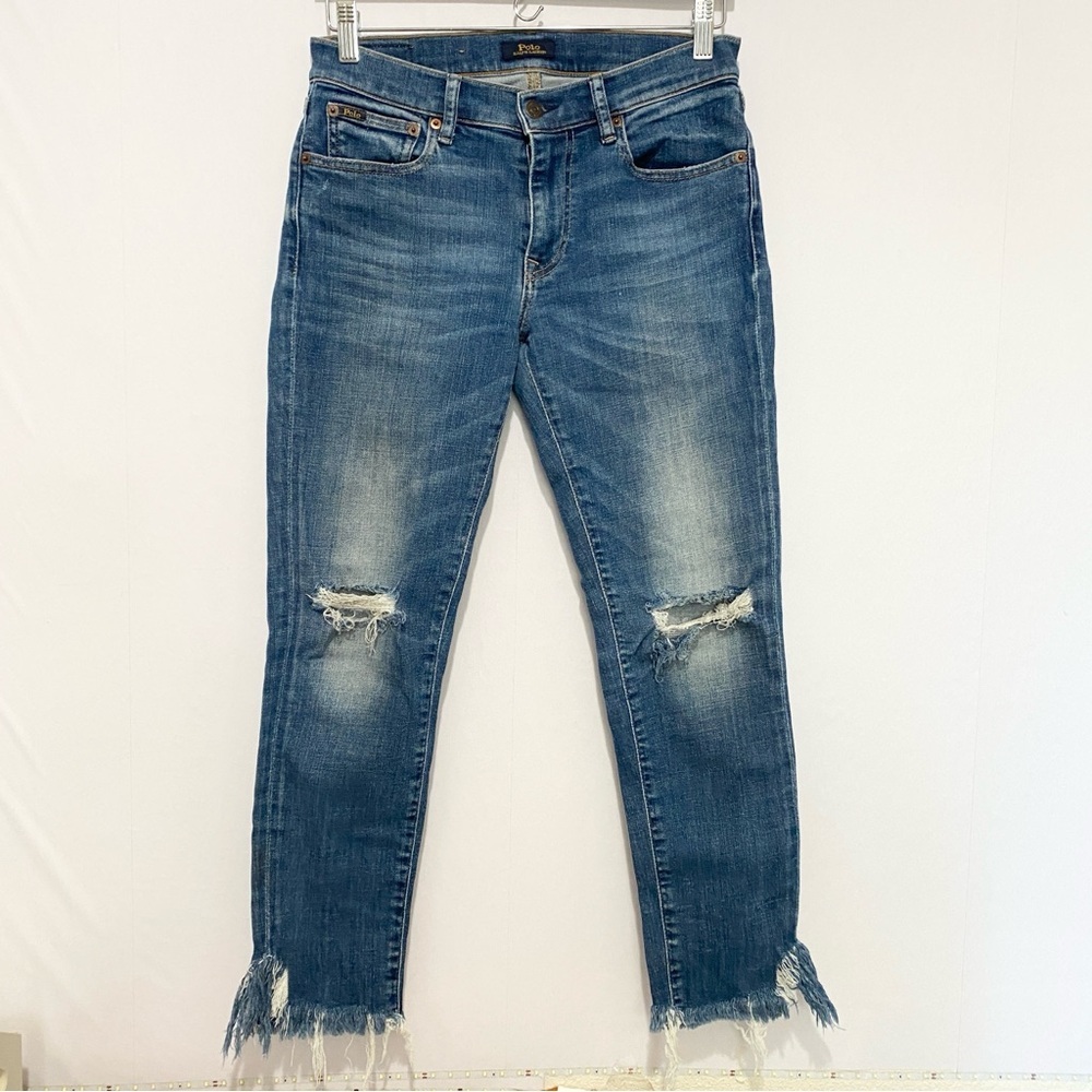 Polo Ralph Lauren The Tompkins Skinny Crop Size 28 Distressed‎ Frayed Hems